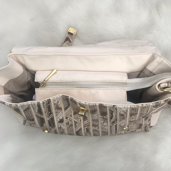 Snake Print Satchel Bag with Adjustable Shoulder - Picture 2 of 8